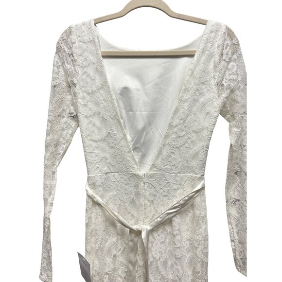Lulu's NWT Blissful Romantic White Lace Backless Long Formal Gown Dress - Picture 7 of 9